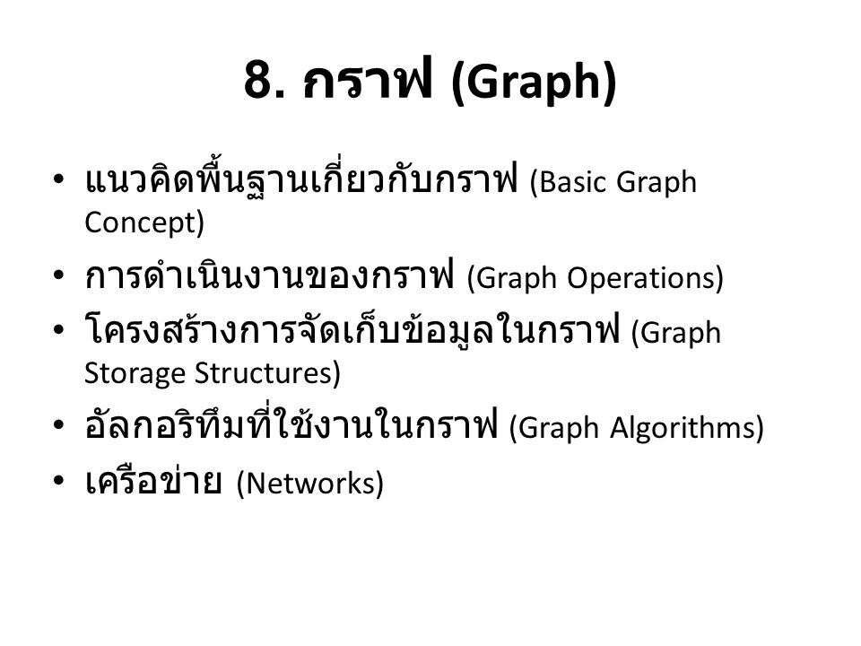 8. กราฟ (Graph) แนวคิดพื้นฐานเกี่ยวกับกราฟ (Basic Graph Concept)