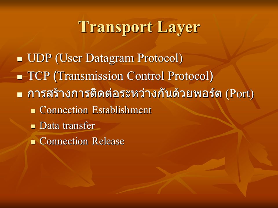 Transport Layer UDP (User Datagram Protocol)