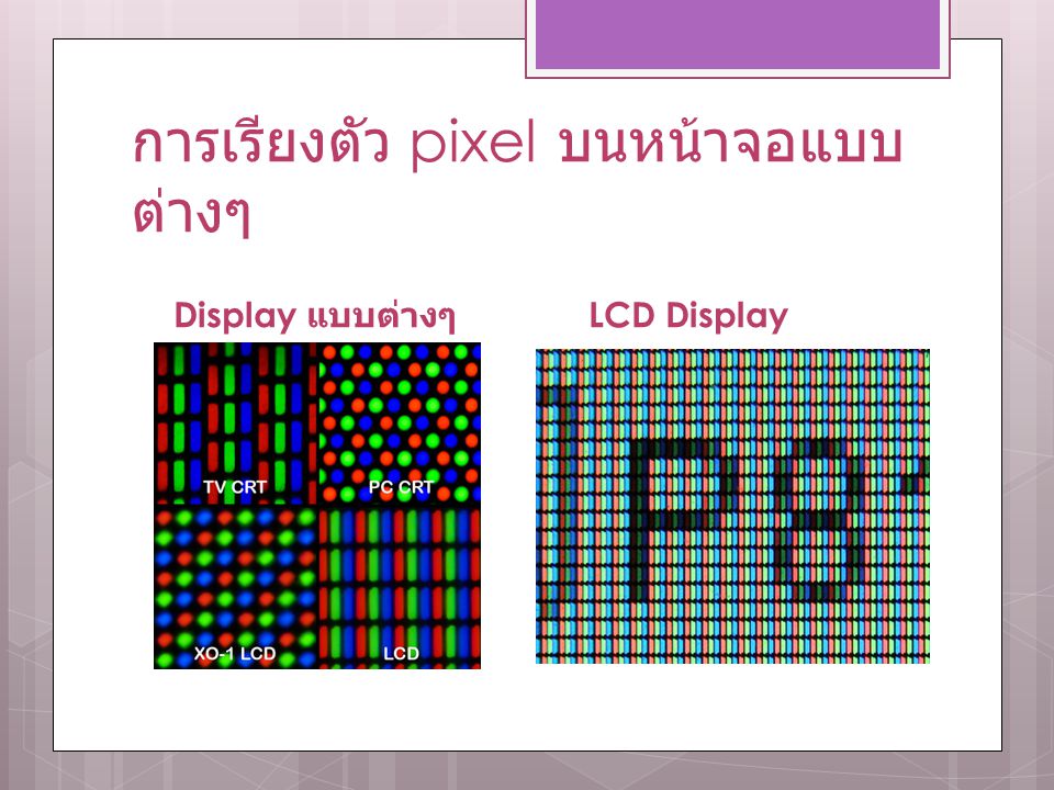 การเรียงตัว pixel บนหน้าจอแบบต่างๆ