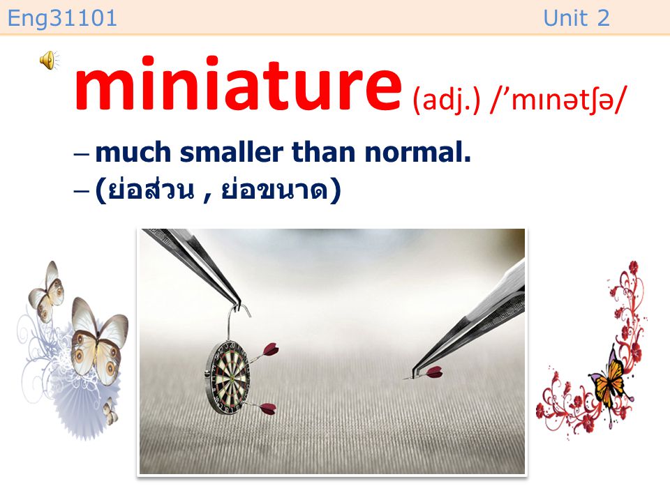 miniature (adj.) /’mɪnətʃə/