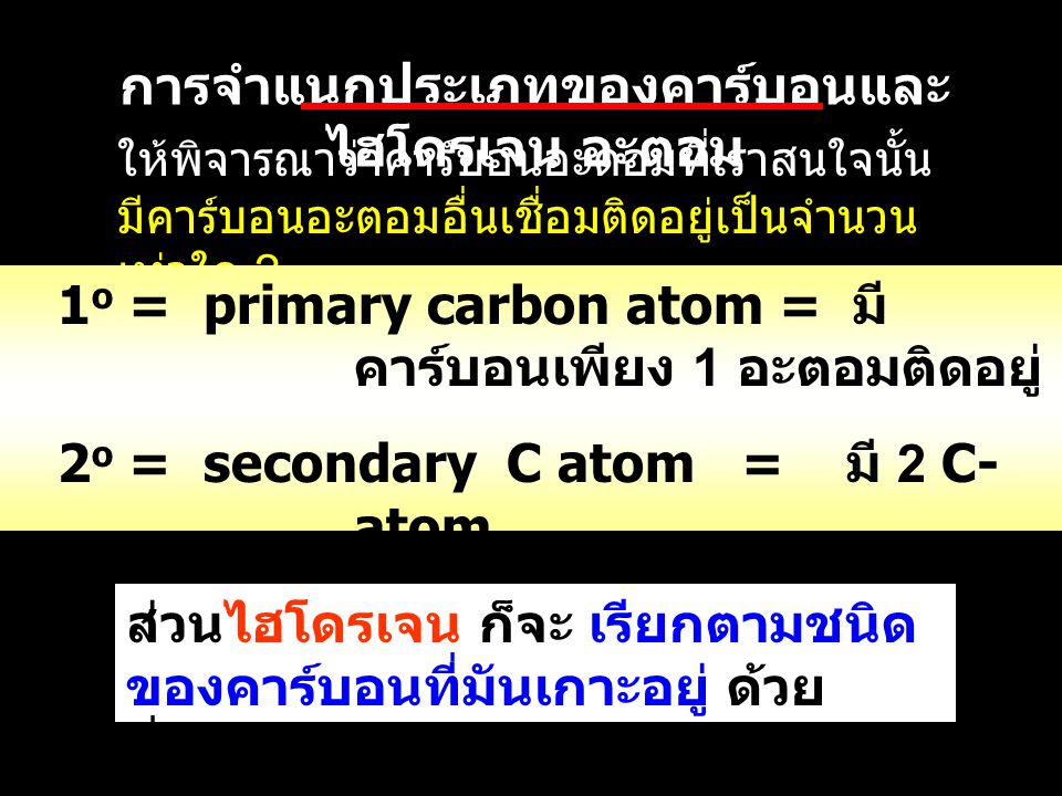 การจำแนกประเภทของคาร์บอนและไฮโดรเจน อะตอม