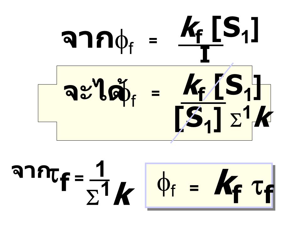 kf tf จาก tf kf [S1] ff จะได้ [S1] S1k ff kf [S1] ff I 1 จาก S1k = = =