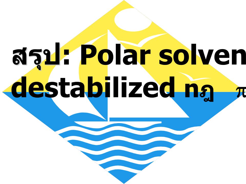 สรุป: Polar solvent จะ destabilized nฎ p*transition
