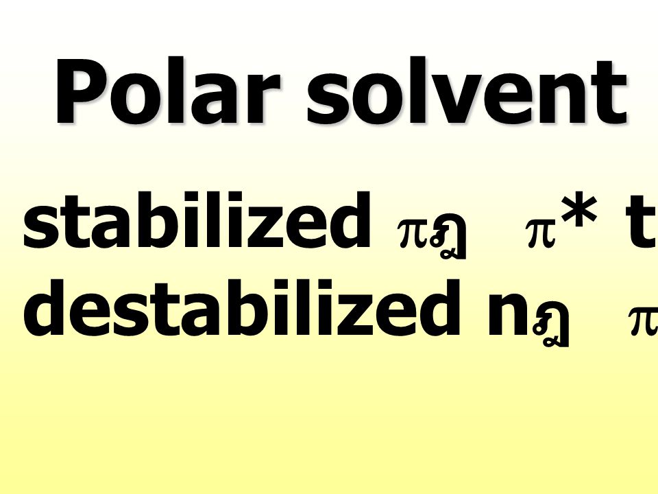 Polar solvent stabilized pฎ p* transition