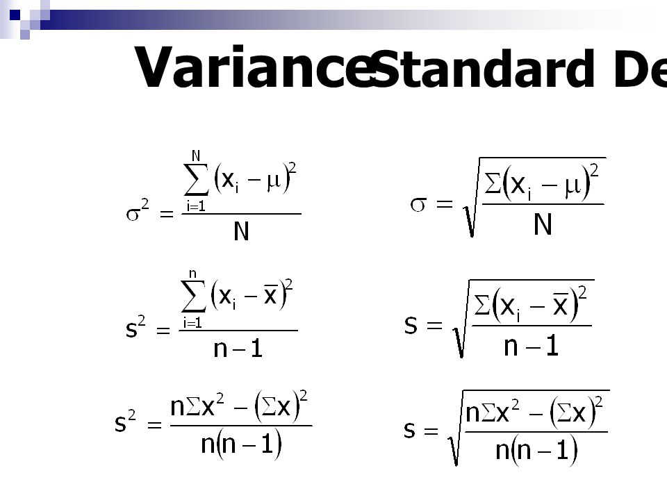 Variance Standard Deviation