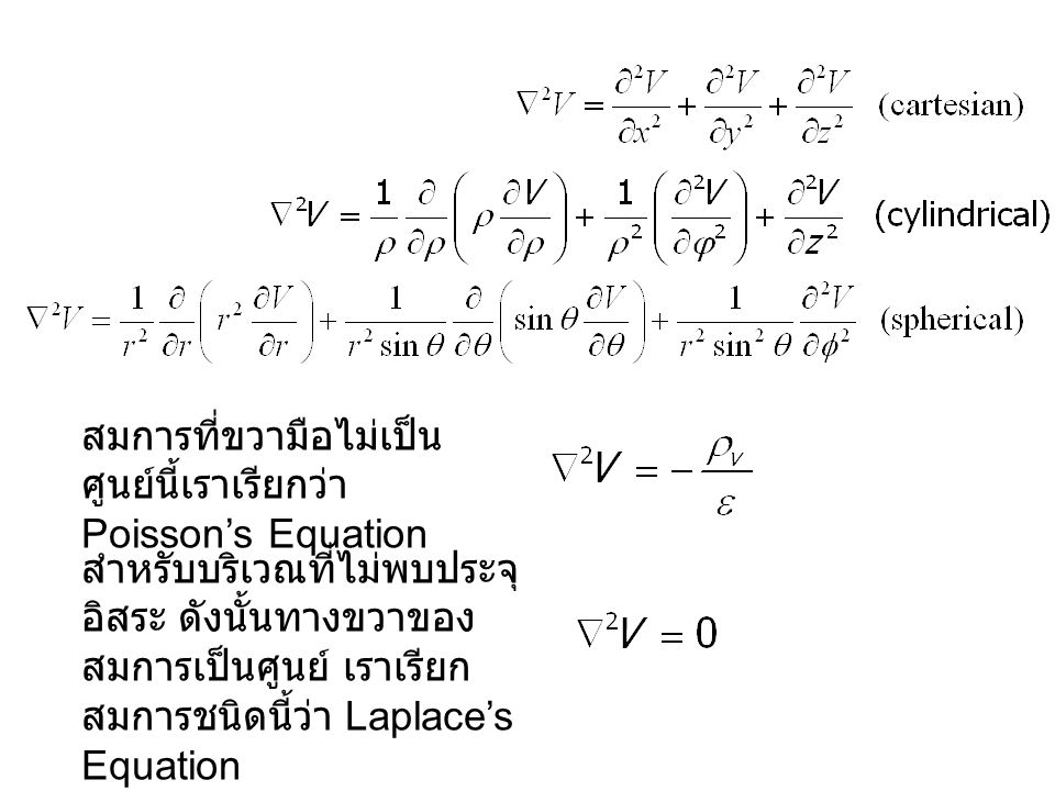 สมการที่ขวามือไม่เป็นศูนย์นี้เราเรียกว่า Poisson’s Equation