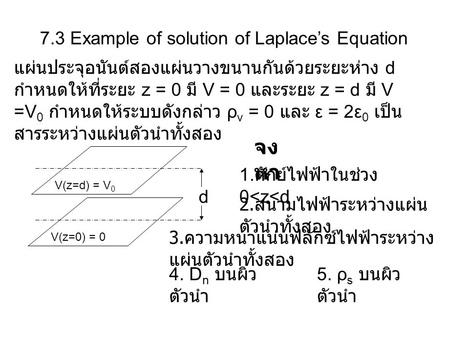 จงหา 7.3 Example of solution of Laplace’s Equation