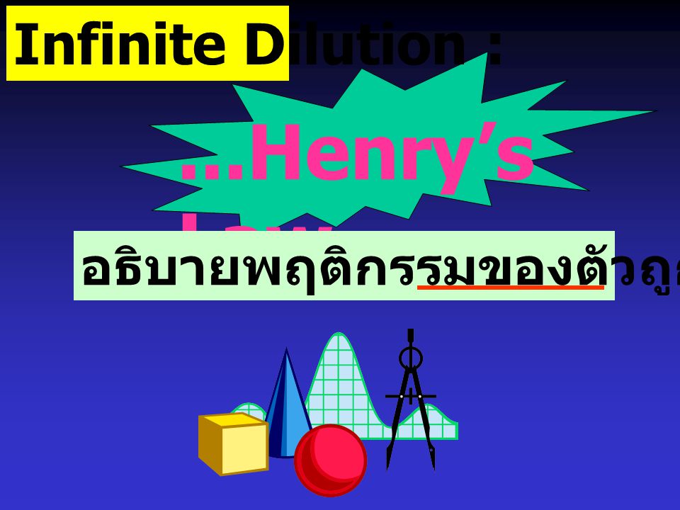 Infinite Dilution : ...Henry’s Law... อธิบายพฤติกรรมของตัวถูกละลาย