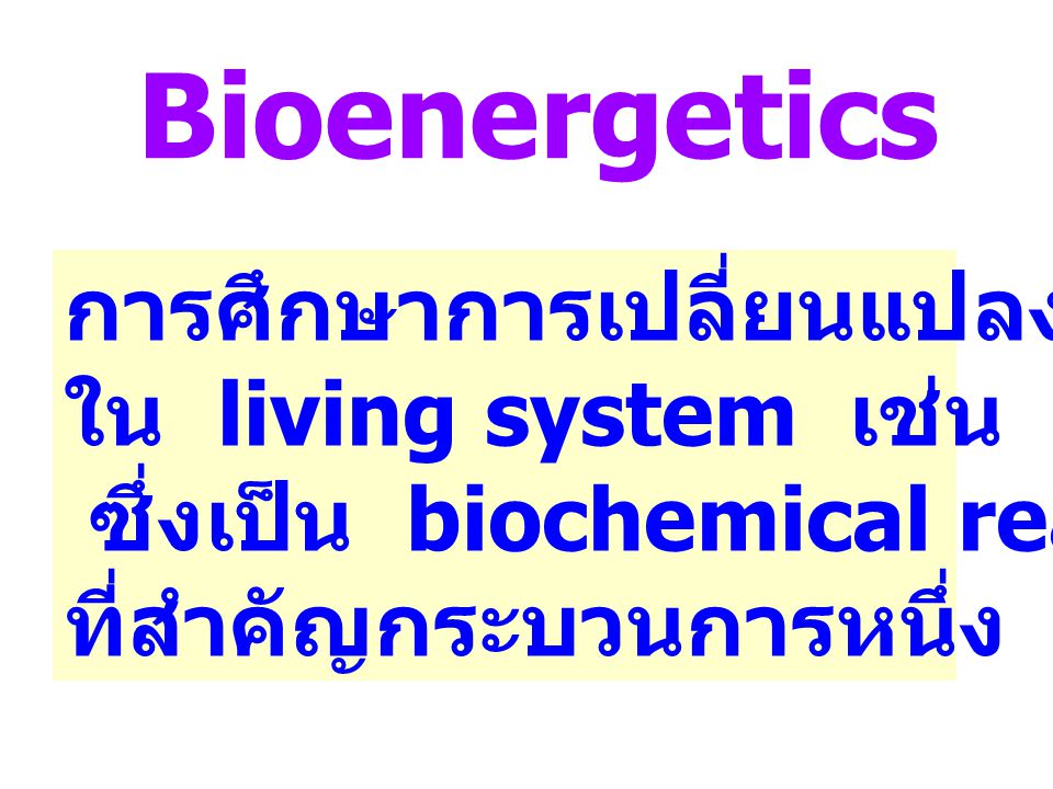 Bioenergetics การศึกษาการเปลี่ยนแปลงพลังงาน