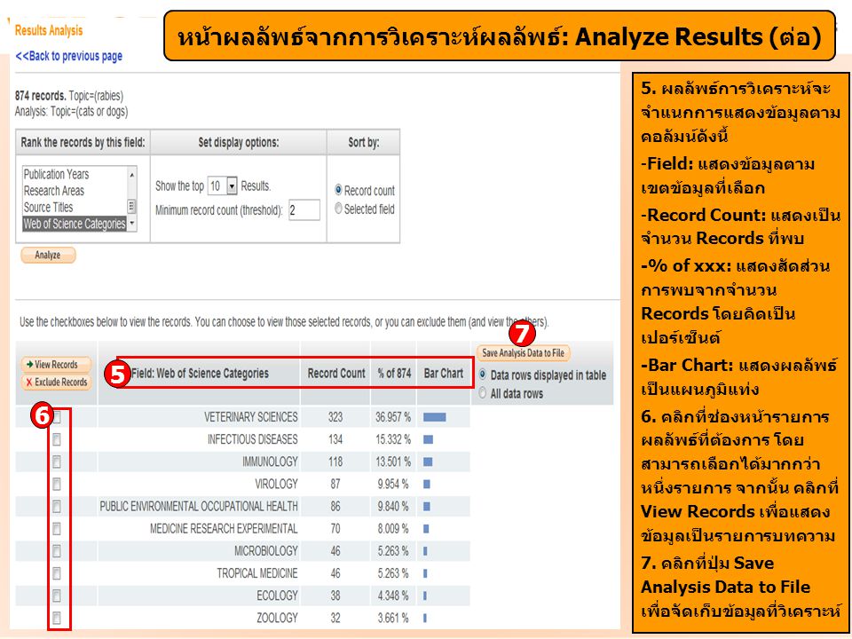 หน้าผลลัพธ์จากการวิเคราะห์ผลลัพธ์: Analyze Results (ต่อ)
