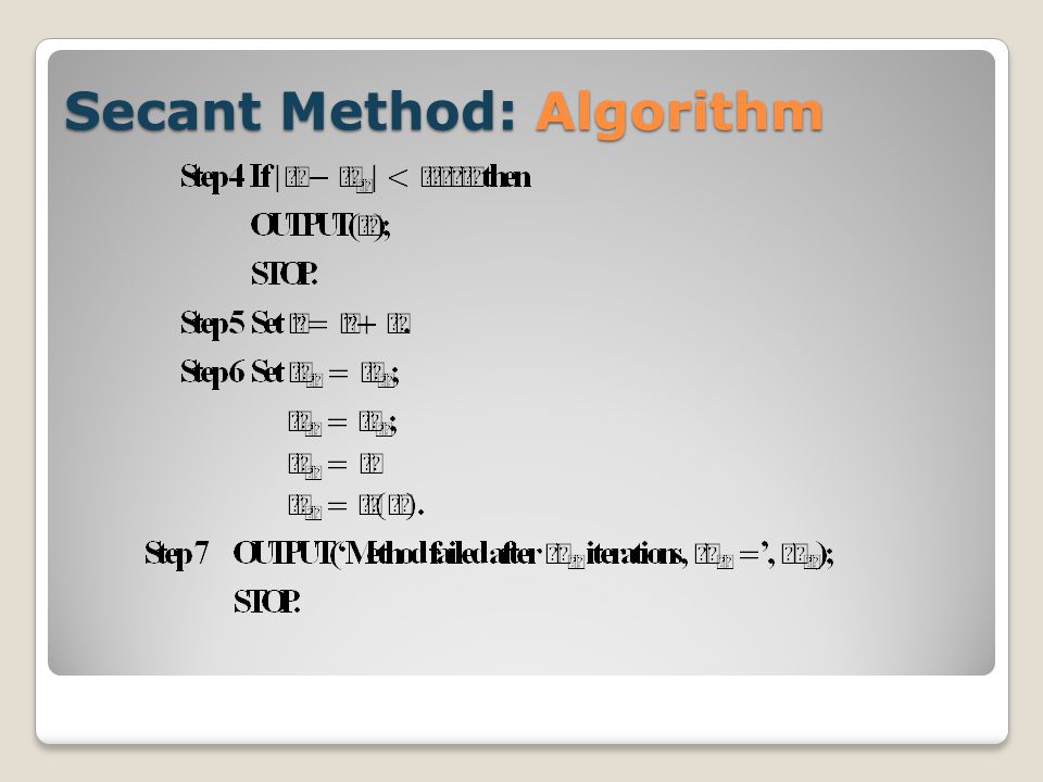 Secant Method: Algorithm