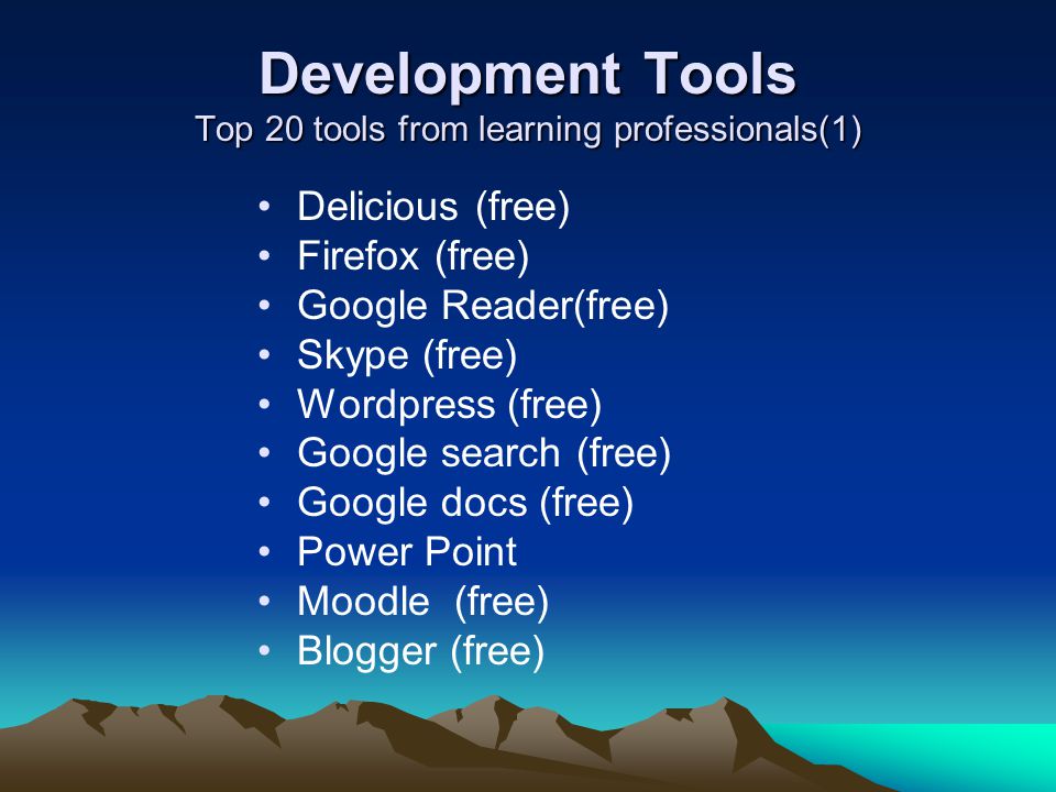 Development Tools Top 20 tools from learning professionals(1)