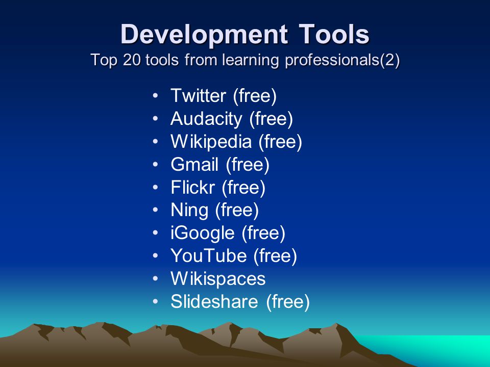 Development Tools Top 20 tools from learning professionals(2)
