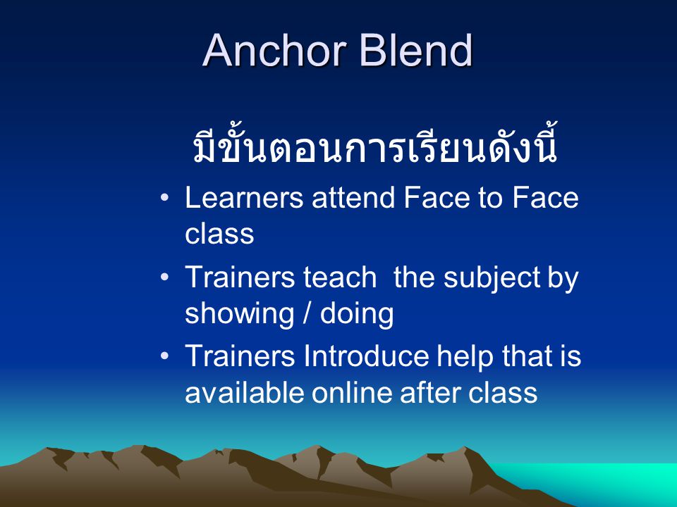 Anchor Blend มีขั้นตอนการเรียนดังนี้