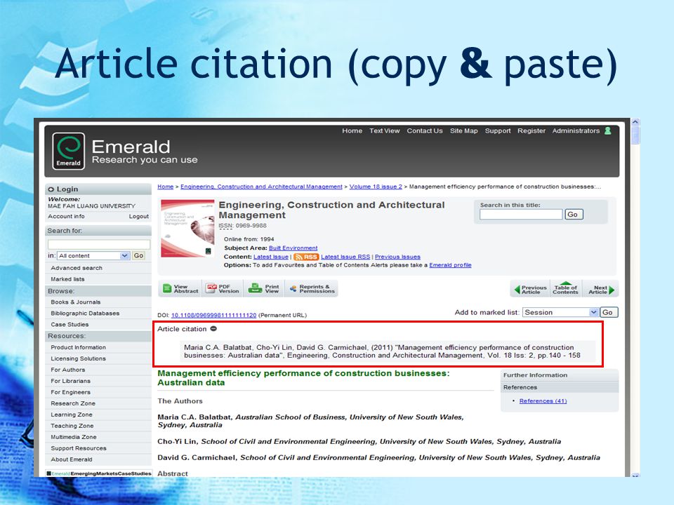 Article citation (copy & paste)