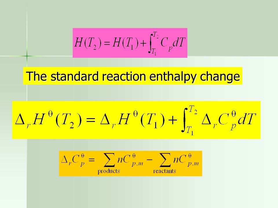 The standard reaction enthalpy change