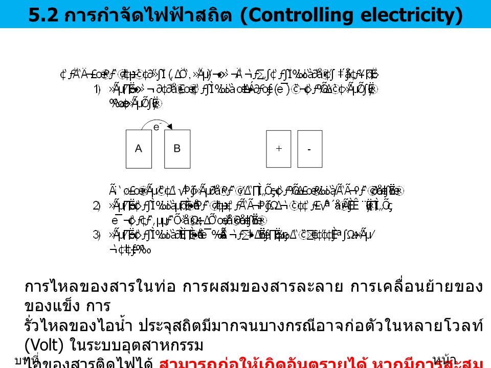 5.2 การกำจัดไฟฟ้าสถิต (Controlling electricity)