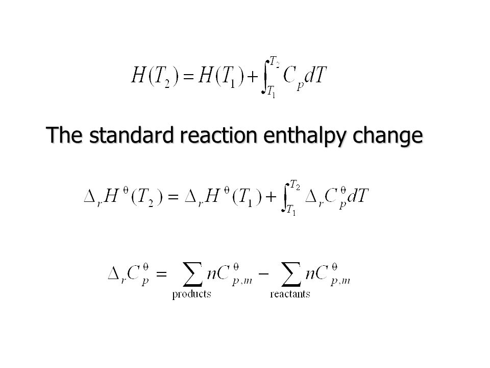 The standard reaction enthalpy change