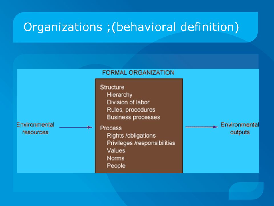 Organizations ;(behavioral definition)