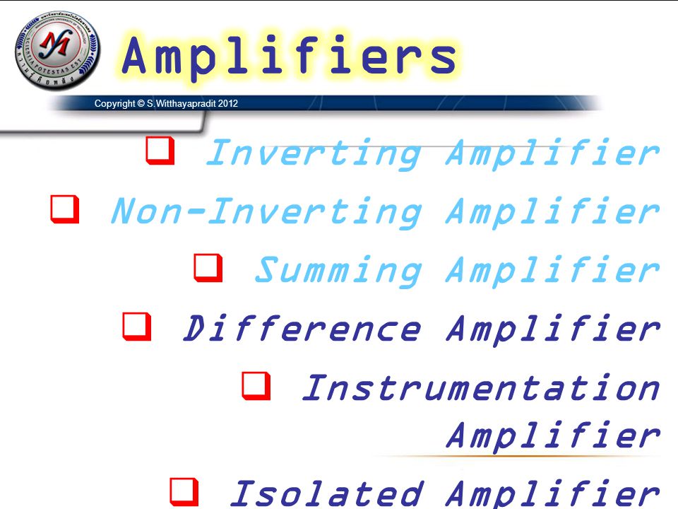 Amplifiers Inverting Amplifier Non-Inverting Amplifier