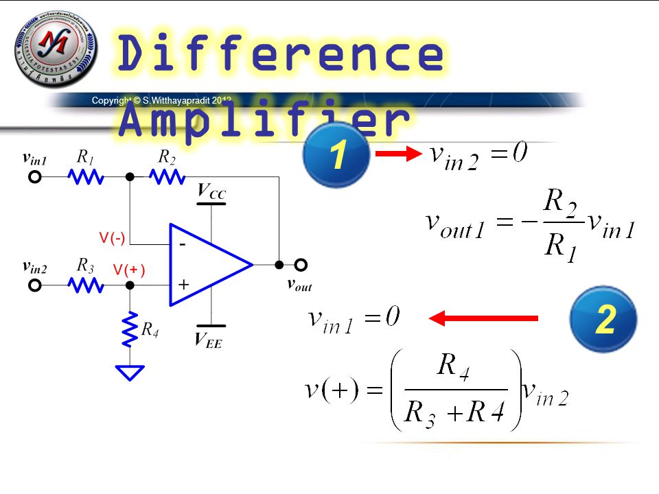 Difference Amplifier Copyright © S.Witthayapradit