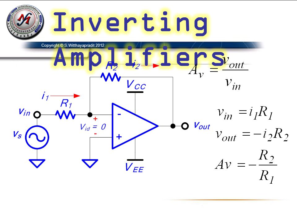 Inverting Amplifiers Copyright © S.Witthayapradit 2012