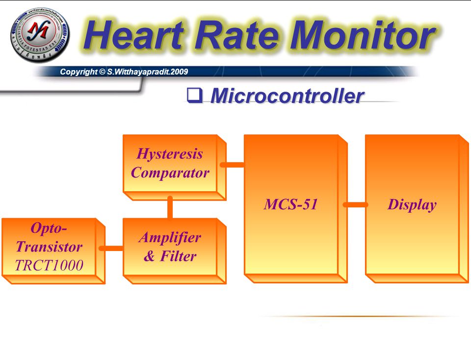 Heart Rate Monitor Copyright © S.Witthayapradit.2009 Microcontroller