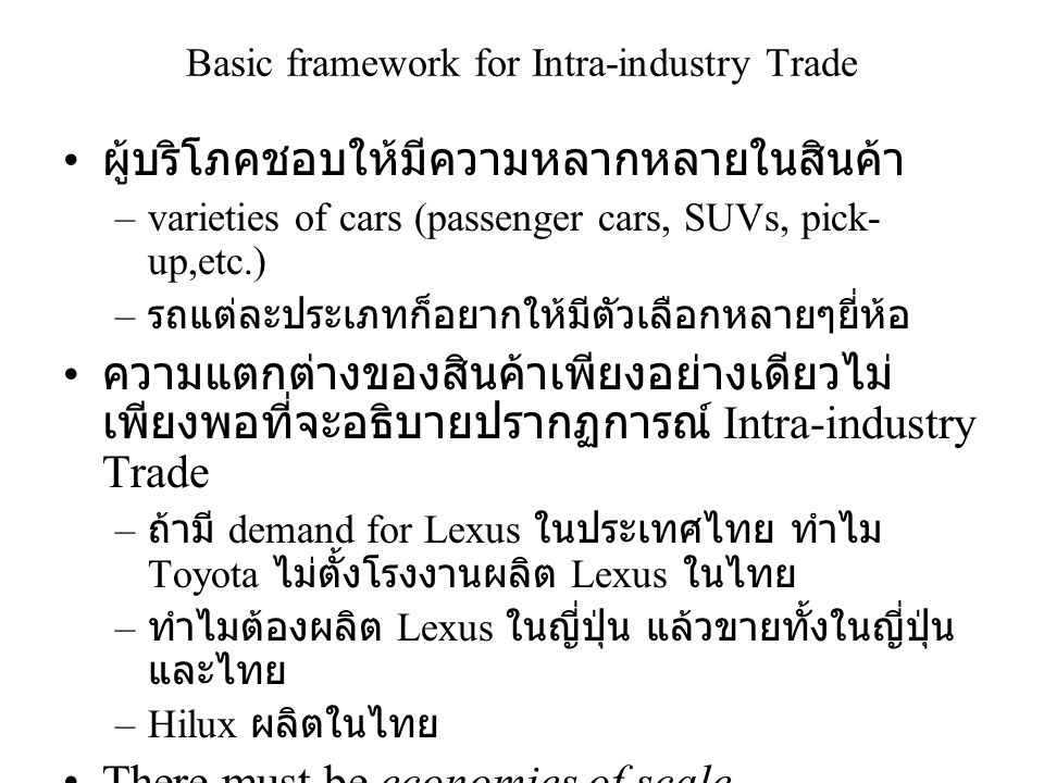Basic framework for Intra-industry Trade