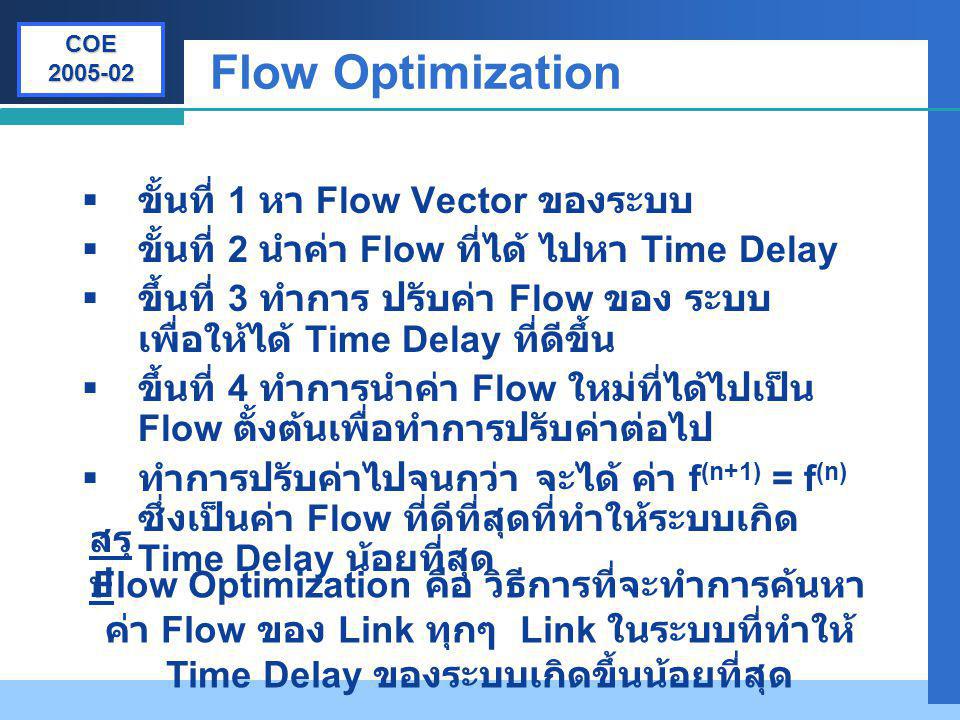 Flow Optimization ขั้นที่ 1 หา Flow Vector ของระบบ