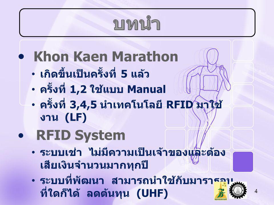 บทนำ Khon Kaen Marathon RFID System เกิดขึ้นเป็นครั้งที่ 5 แล้ว