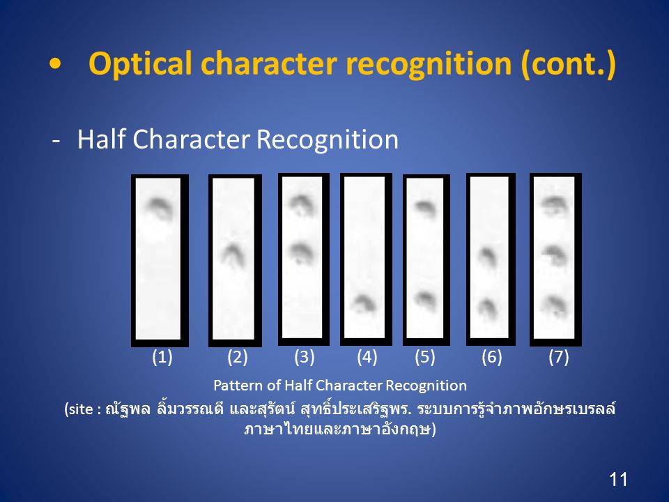Optical character recognition (cont.)
