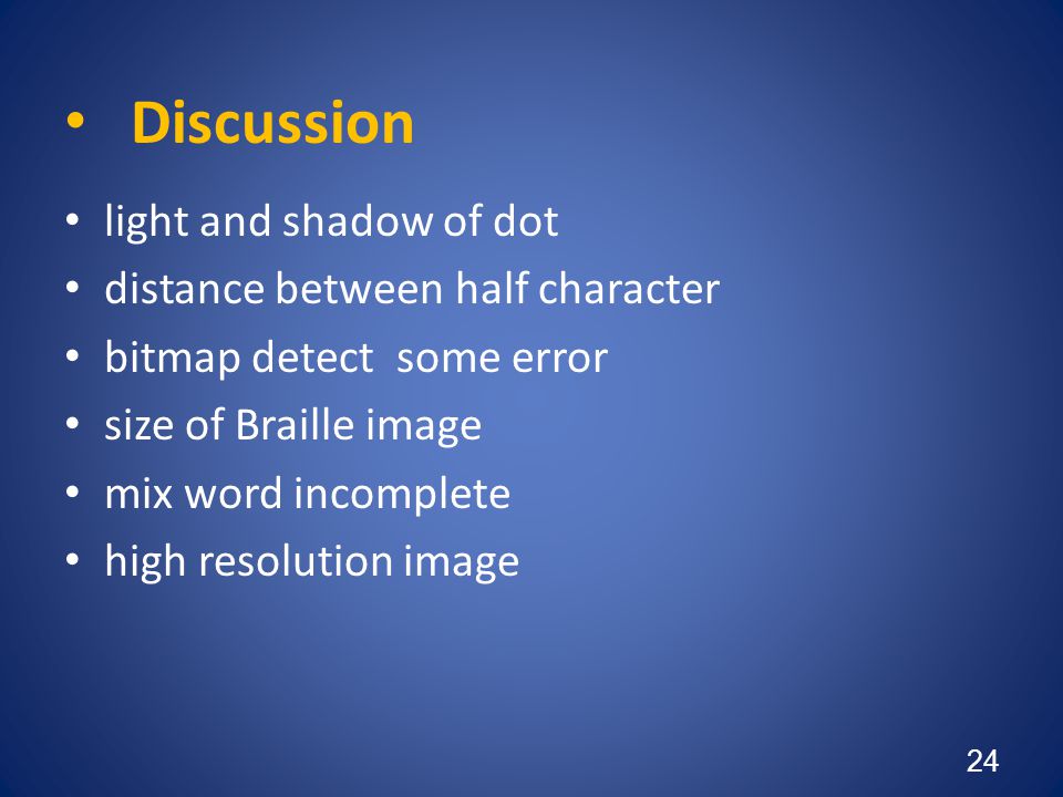 Discussion light and shadow of dot distance between half character