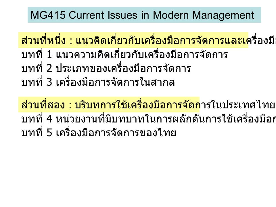 MG415 Current Issues in Modern Management