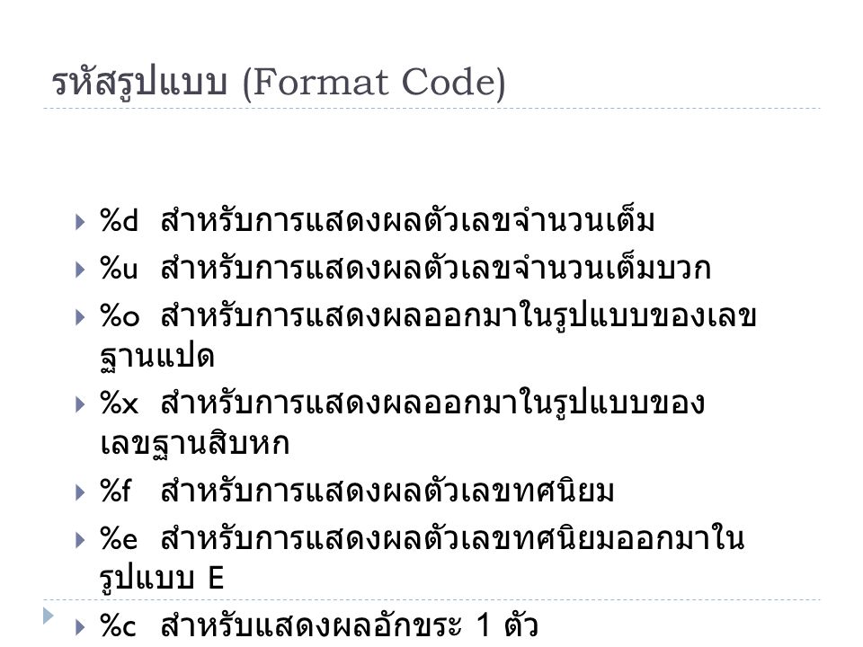 รหัสรูปแบบ (Format Code)