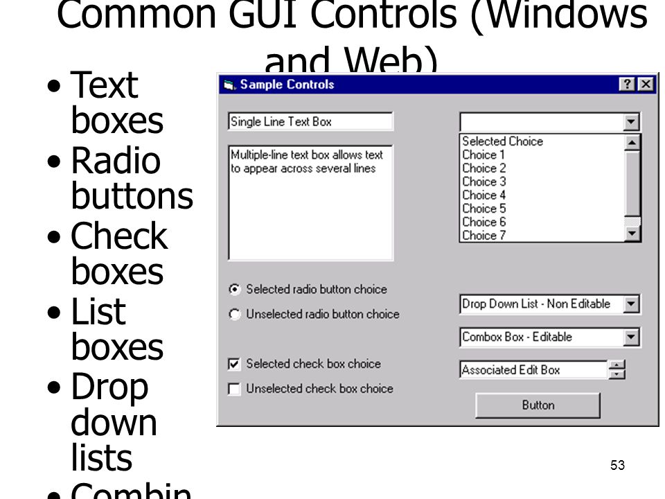 Common GUI Controls (Windows and Web)