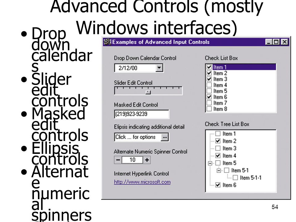 Advanced Controls (mostly Windows interfaces)