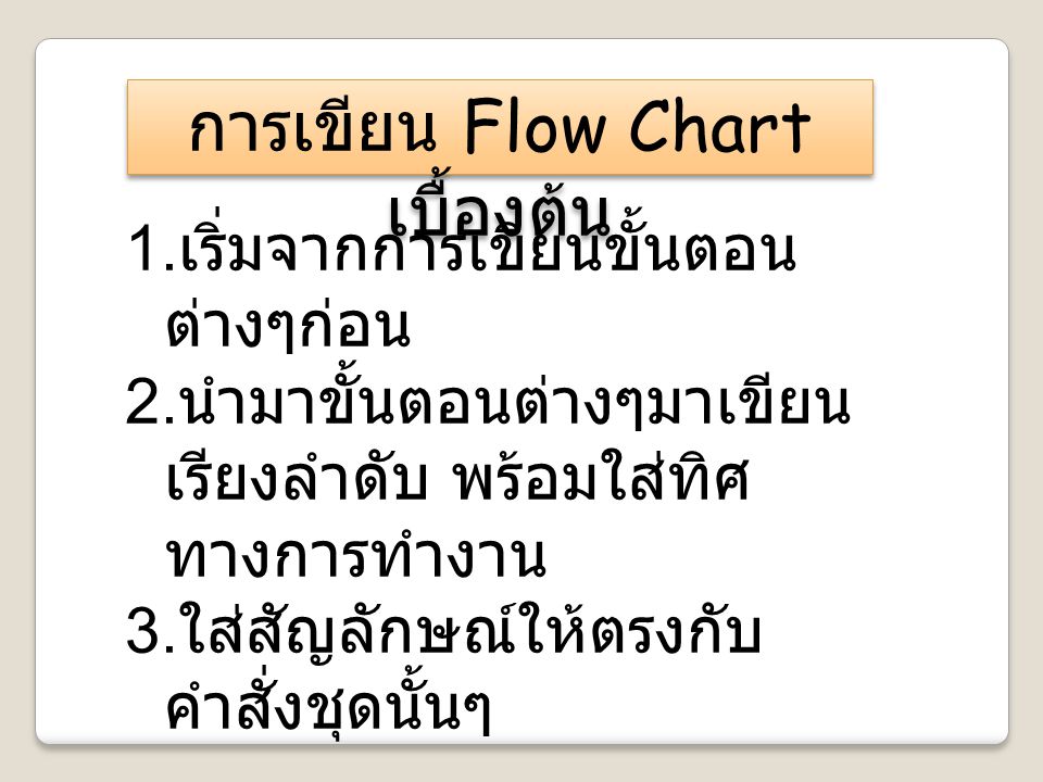 การเขียน Flow Chart เบื้องต้น