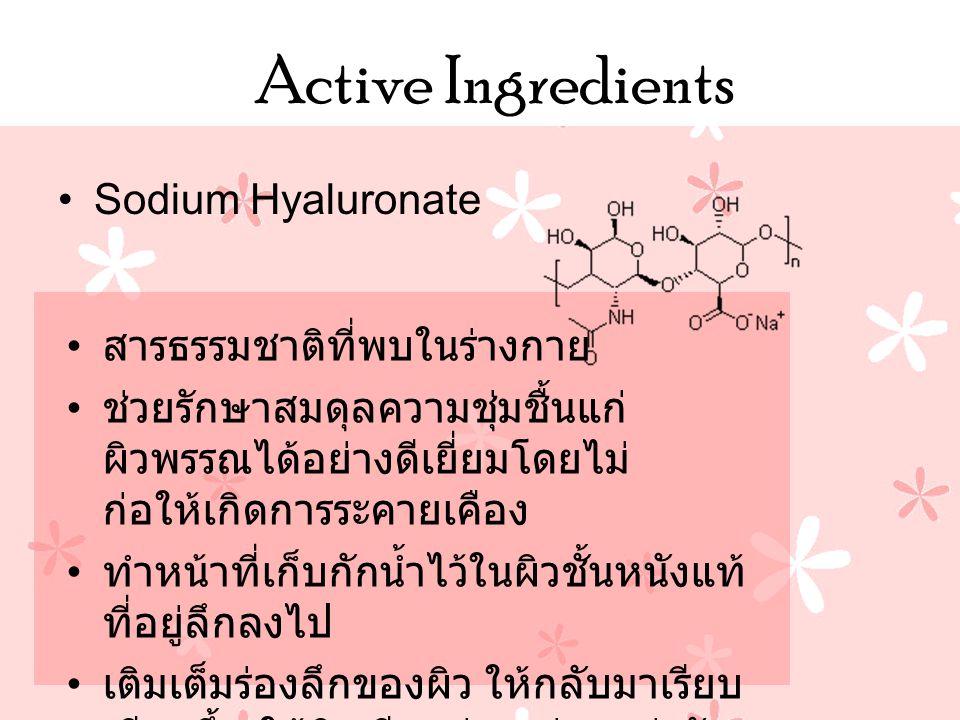 Active Ingredients Sodium Hyaluronate สารธรรมชาติที่พบในร่างกาย