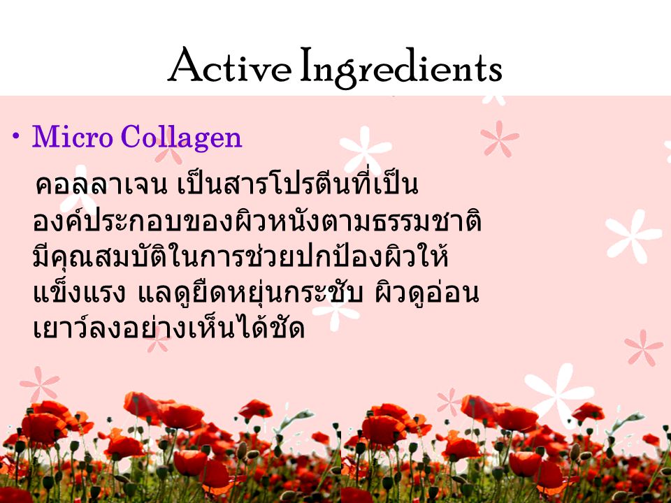 Active Ingredients Micro Collagen.