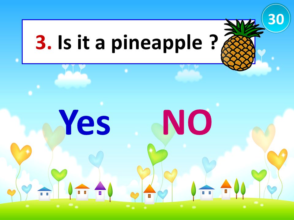 30 3. Is it a pineapple Yes NO