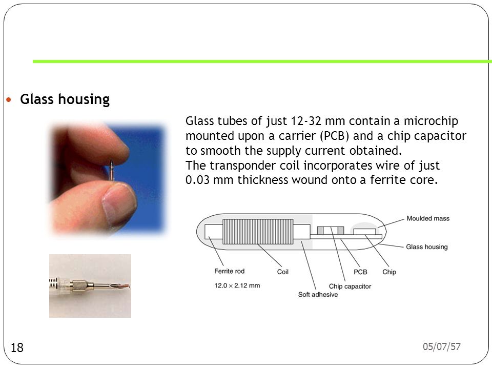 Glass housing Glass tubes of just mm contain a microchip
