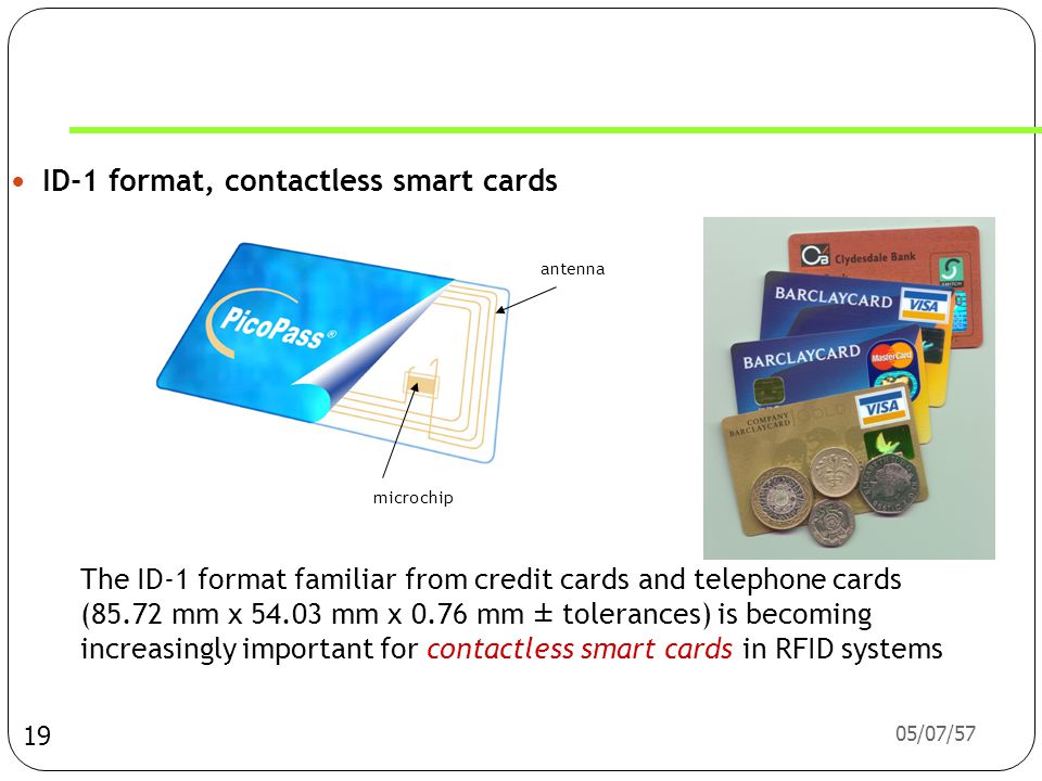 ID-1 format, contactless smart cards