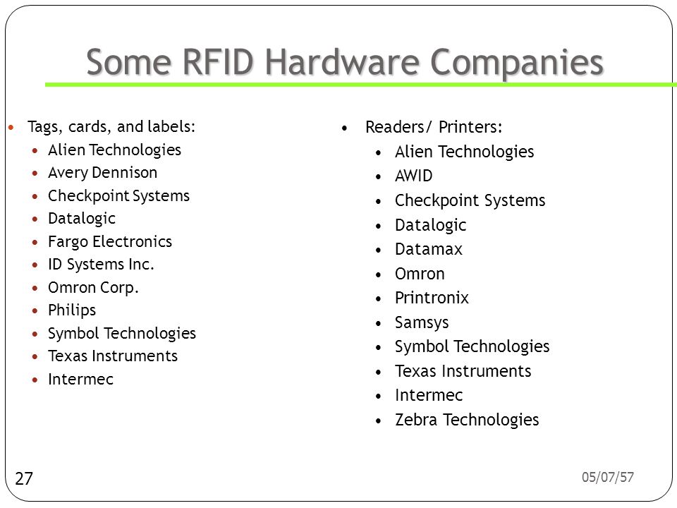 Some RFID Hardware Companies