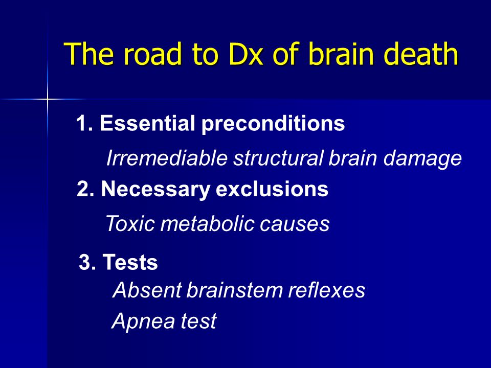 The road to Dx of brain death