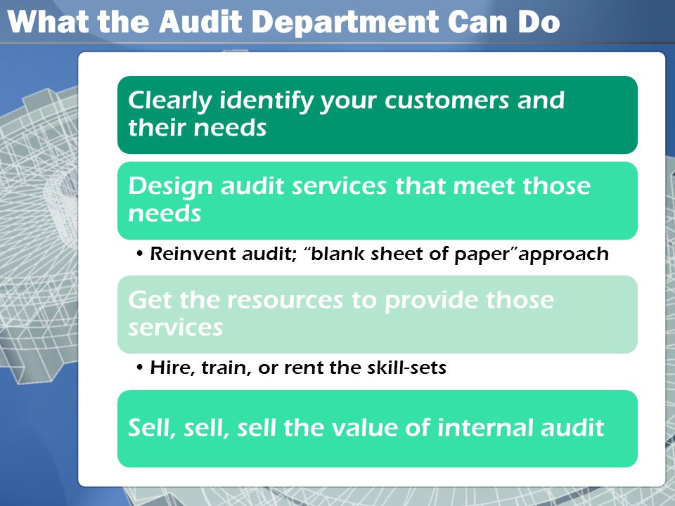 What the Audit Department Can Do