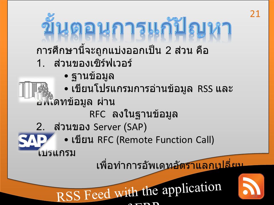 ขั้นตอนการแก้ปัญหา RSS Feed with the application of ERP 21