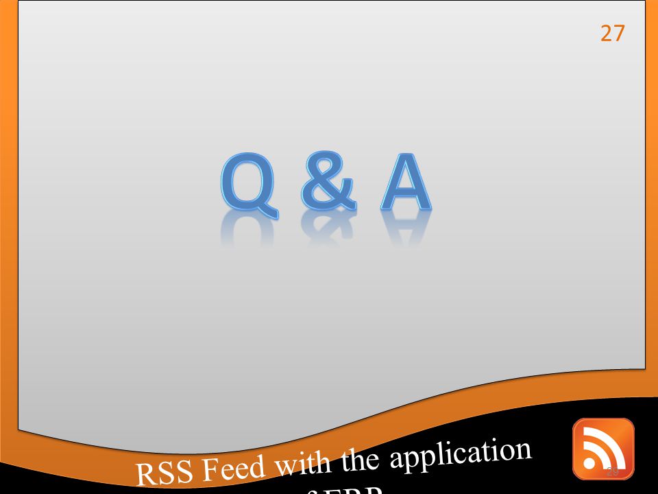 Q & A RSS Feed with the application of ERP 27
