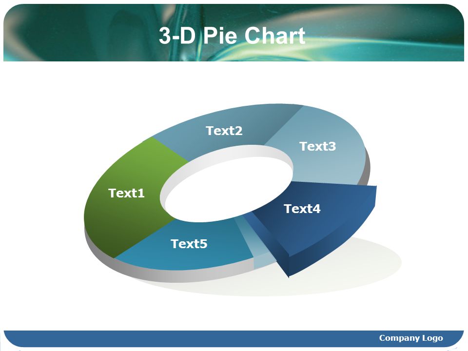 3-D Pie Chart Text1 Text2 Text3 Text4 Text5 Company Logo