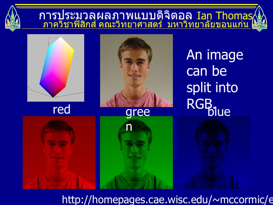 An image can be split into RGB.