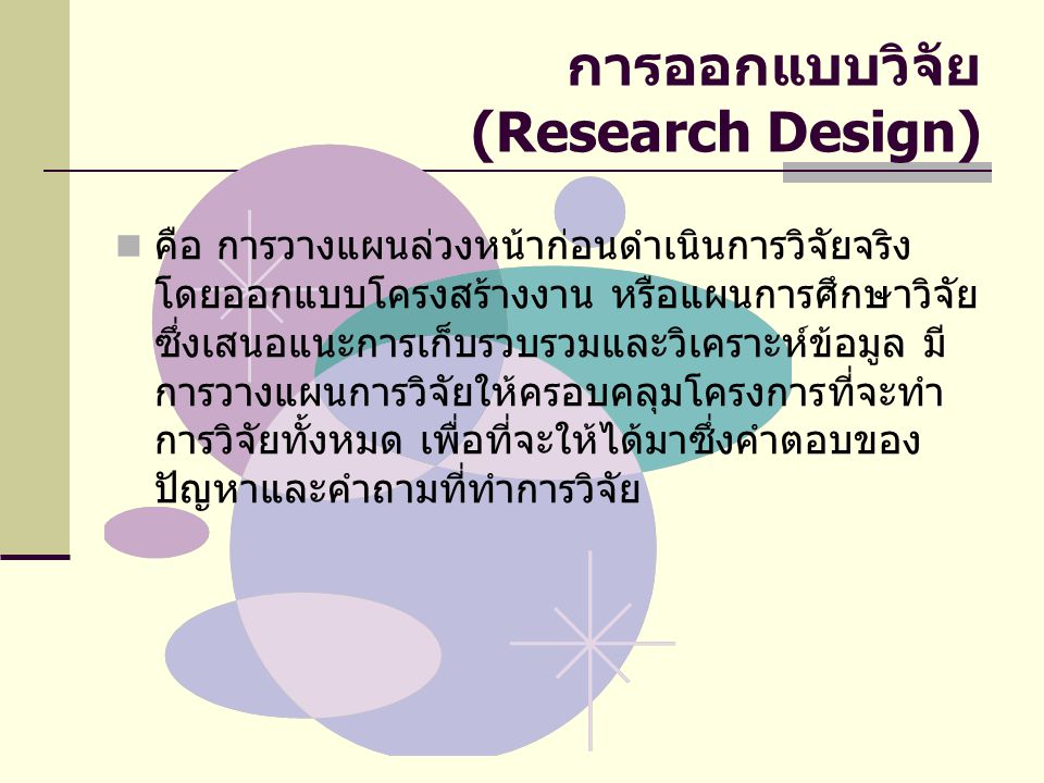 การออกแบบวิจัย (Research Design)